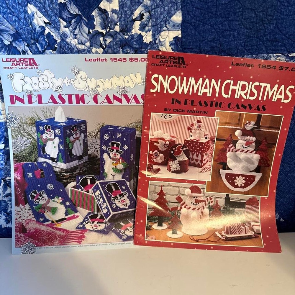 Leisure Arts Snowman Christmas Plastic Canvas Craft Patterns Leaflets 1654 1545